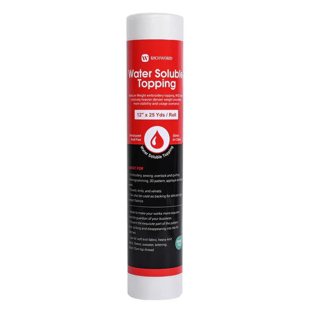 New Wash Away Water Soluble Embroidery Topping Film 12in*25Yards 35um Roll Package